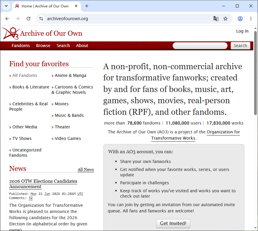 ao3的网址是什么？ao3浏览器直接进入入口链接2026 - AO3小站
